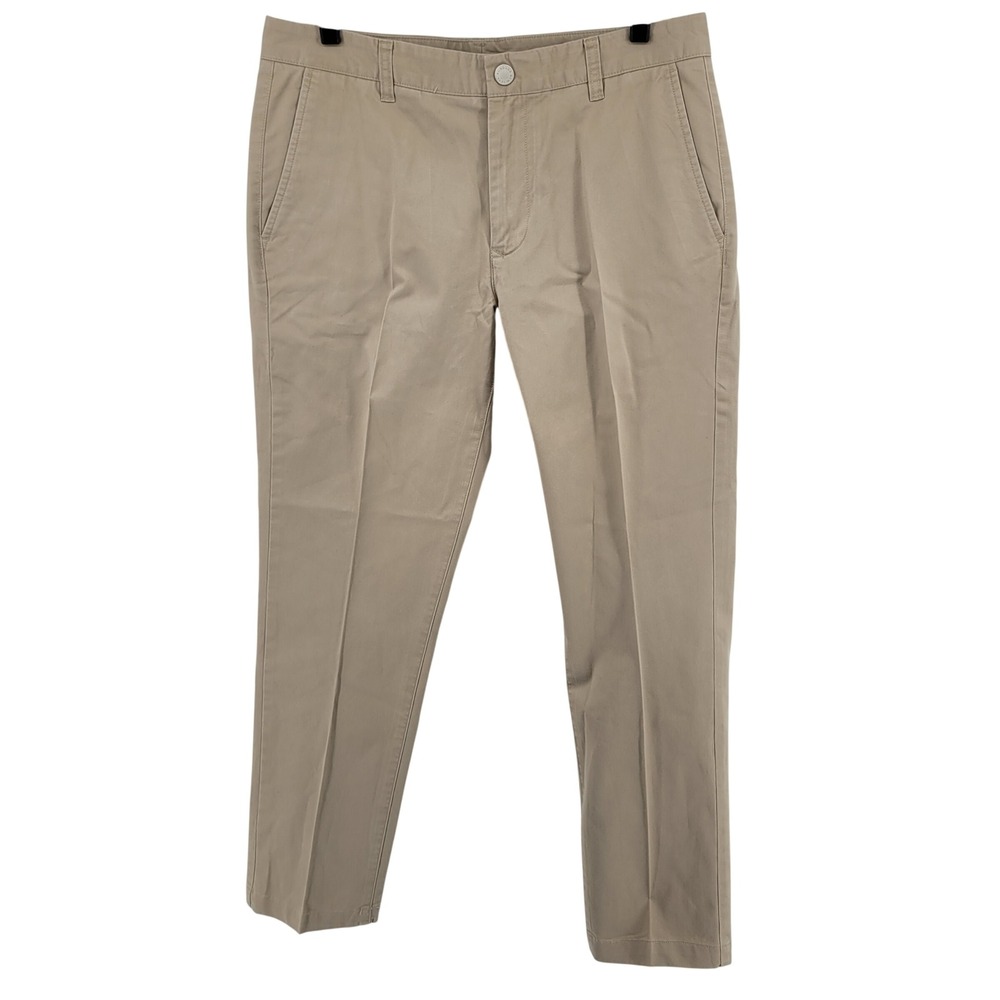 BONOBOS Tailored Chinos Khaki Flat Front‎ Mens Size 33x32 Cotton Casual Pants